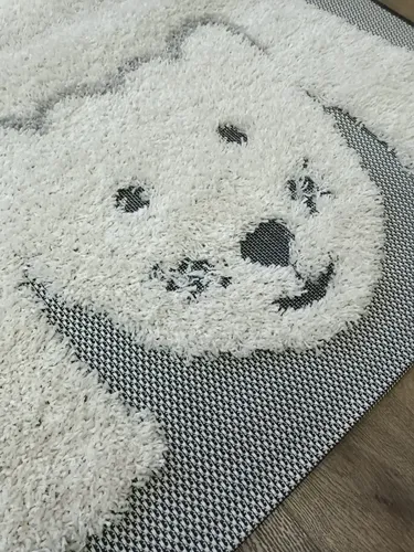 Alfombra Oso Infantil Importada Ancho 1,20 Cm Largo 1,70 1.7 M 1.2 M Blanco Y Negro