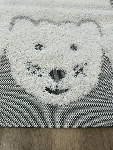Alfombra Oso Infantil Importada Ancho 1,20 Cm Largo 1,70 1.7 M 1.2 M Blanco Y Negro