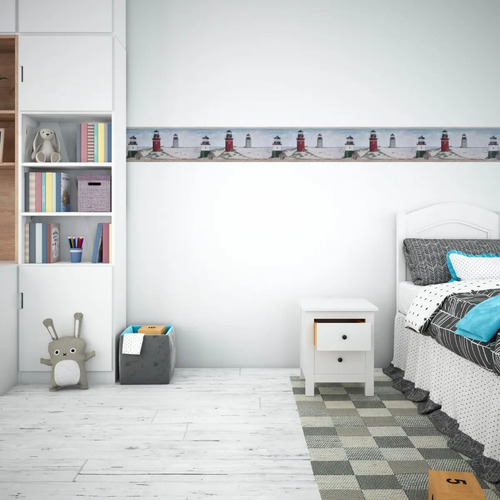 Guarda Vinilica Importada X 4,57 Mts Faros Playa Paisaje DecoStock
