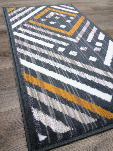 Alfombra Costado Cama Moderna 0,5x0,9 Vs. Modelos Pelo Corto - 0.5 cm, Negro, Geométrico, 0.9 cm