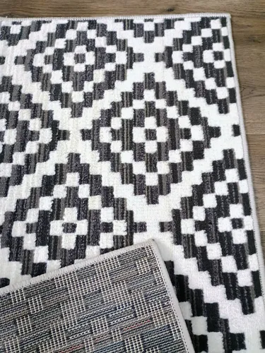 Alfombra Costado Cama Moderna 0,5x0,9 Vs. Modelos Pelo Corto - 0.5 cm, Negro, Pampa, 0.9 cm