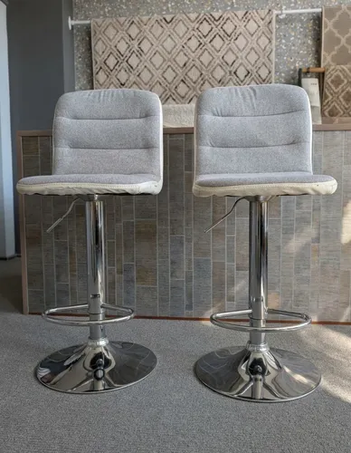 Par Banquetas Taburete X 2 A Retapizar Tela Cromado Gris
