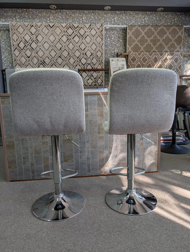 Par Banquetas Taburete X 2 A Retapizar Tela Cromado Gris