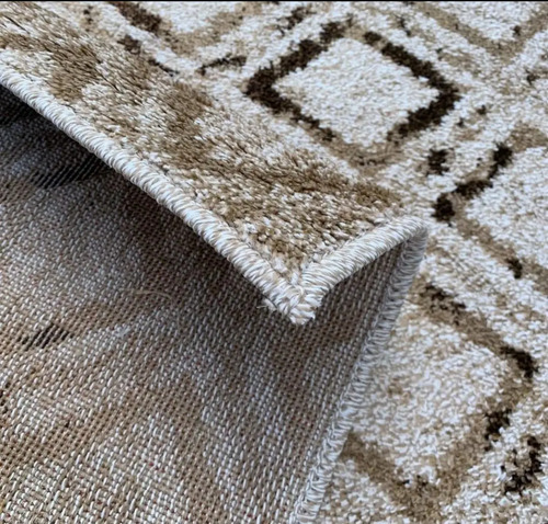 Alfombra Rhone Moderna Pelo Corto Dib 1,50 X 2 Mts - 1.5 m, Beige, Geométrico, 2 m