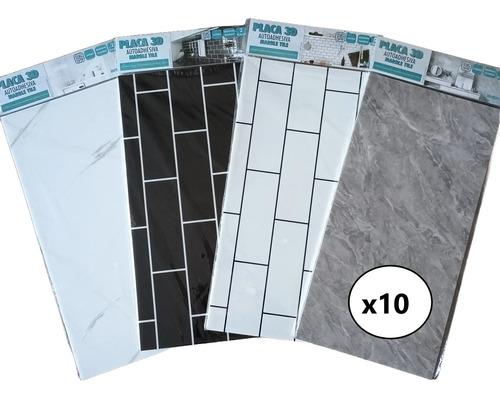 Pack X 10 Placas 3d Adhesivas Pared Muresco Laminadas Marmol
