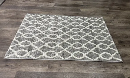 Alfombra Carpeta Visdom 1,00 X 1,50 Mts Gris Y Blanco Dib