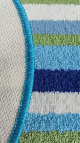 Alfombra Redonda 50 Cm Diámetro Rayada Celeste, Azul Y Verde DIB