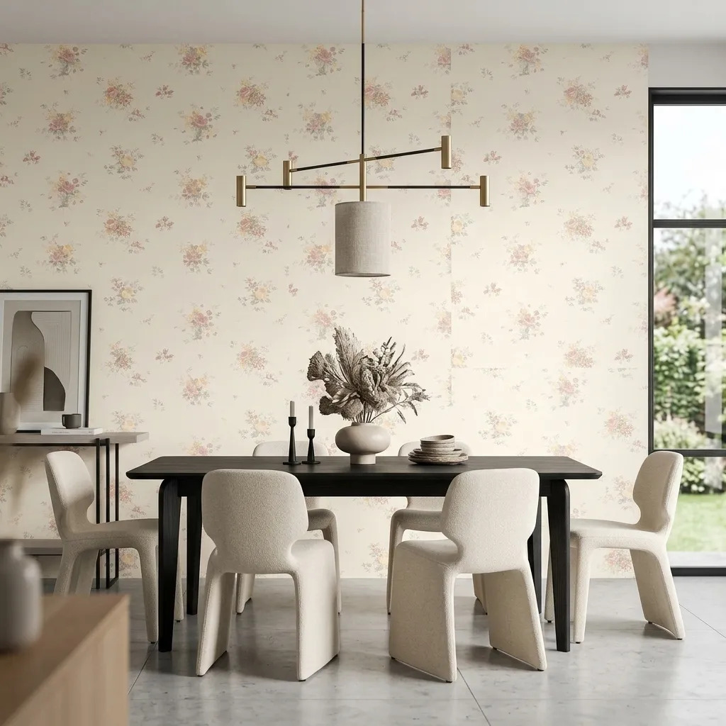 Papel Vinilico Crema Flores Vinyl Paper Muresco 1938/2 Ds Crema