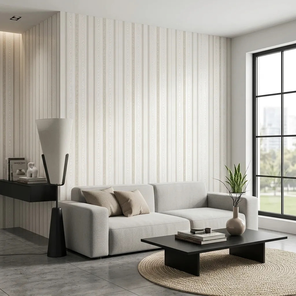 Papel Vinilico Sedado Rayado Diseño 209/4 Muresco Decostock Blanco