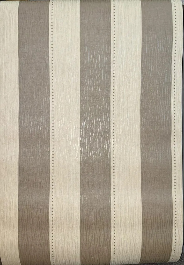 Papel Vinilico Texturado Rayado Plisse Muresco 6506/4 Dstock Marron Y Beige