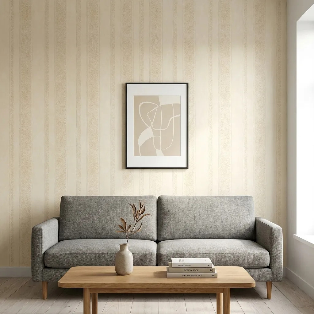 Papel Vinilico Texturado Cypress Rayado Muresco 4026/3 Beige Arena