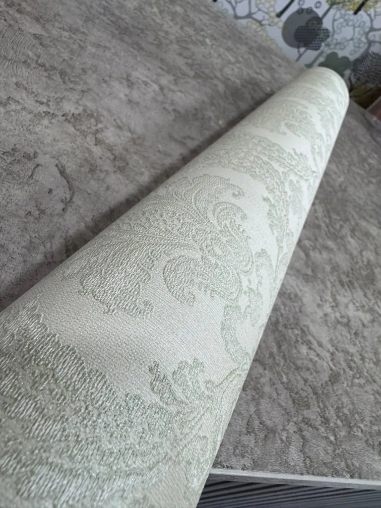 Papel Vinilico Text Provenzal Verde Cinthia 6000/5 Muresco Beige