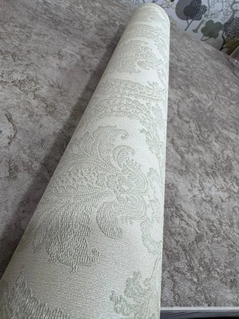 Papel Vinilico Text Provenzal Verde Cinthia 6000/5 Muresco Beige