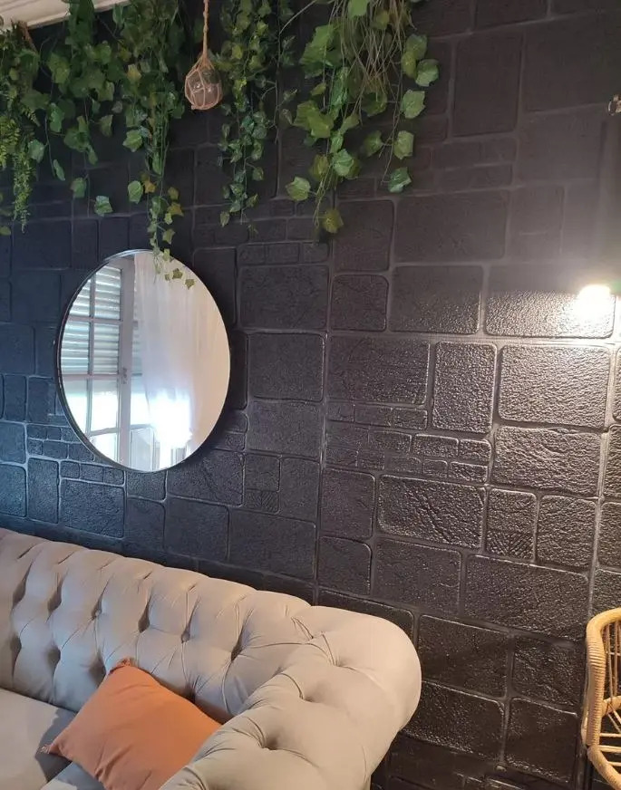 Placas 3d Autoadhesivas Pared Muresco Pintable/lavable Ladri Piedra Negra