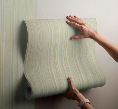 Papel Vinilizado Rayado Beige Decorpaper 1156/2 Muresco Ds