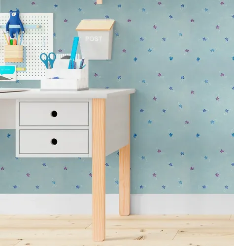Papel Vinilizado F/ Celeste Flores 1179/1 Decorpaper Muresco