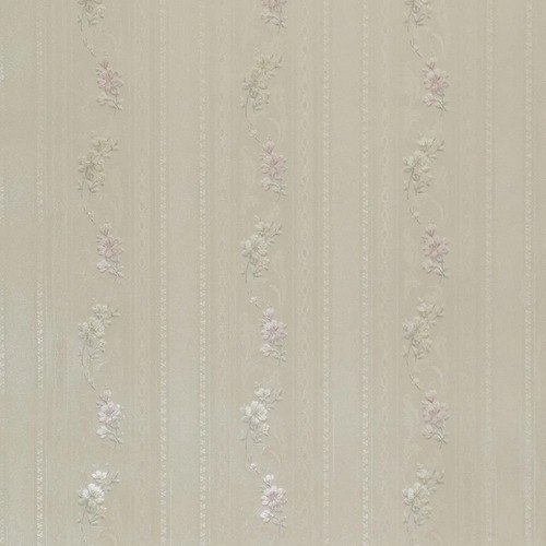 Papel Vinilico Sedado Flores Beige Stylo Muresco 1470/2