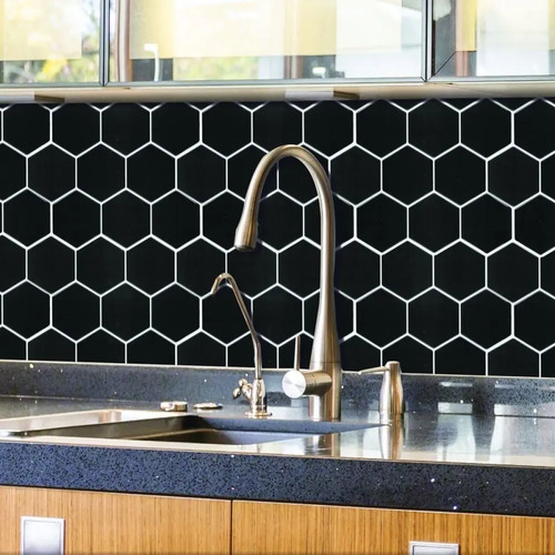 Ceramico Autoadhesivo Muresco Hexagonal 1659/1 Negro 25x24