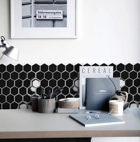 Ceramico Autoadhesivo Muresco Hexagonal 1659/1 Negro 25x24