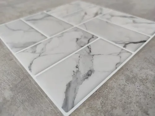 Ceramico Autoadhesivo Muresco Simil Marmol Carrara 25,4 X25,4 DecoStock