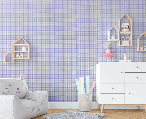 Papel Vinilizado Cuadrillé Azul Viva La Casa 185/3 Muresco
