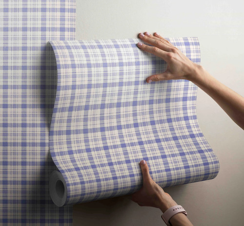 Papel Vinilizado Cuadrillé Azul Viva La Casa 185/3 Muresco