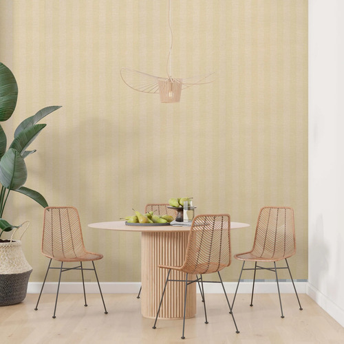 Papel Vinilizado Rayado 186/3 Viva La Casa Muresco Decostock Amarillo Pastel