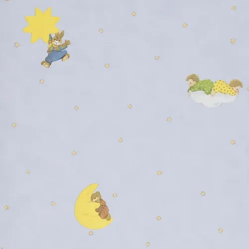 Papel Vinilizado F/celeste Infantil Animalitos Dream World
