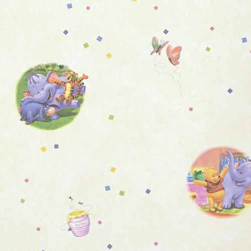 Papel Vinilizado Beige Winnie Pooh Disney 197/1 Muresco Ds
