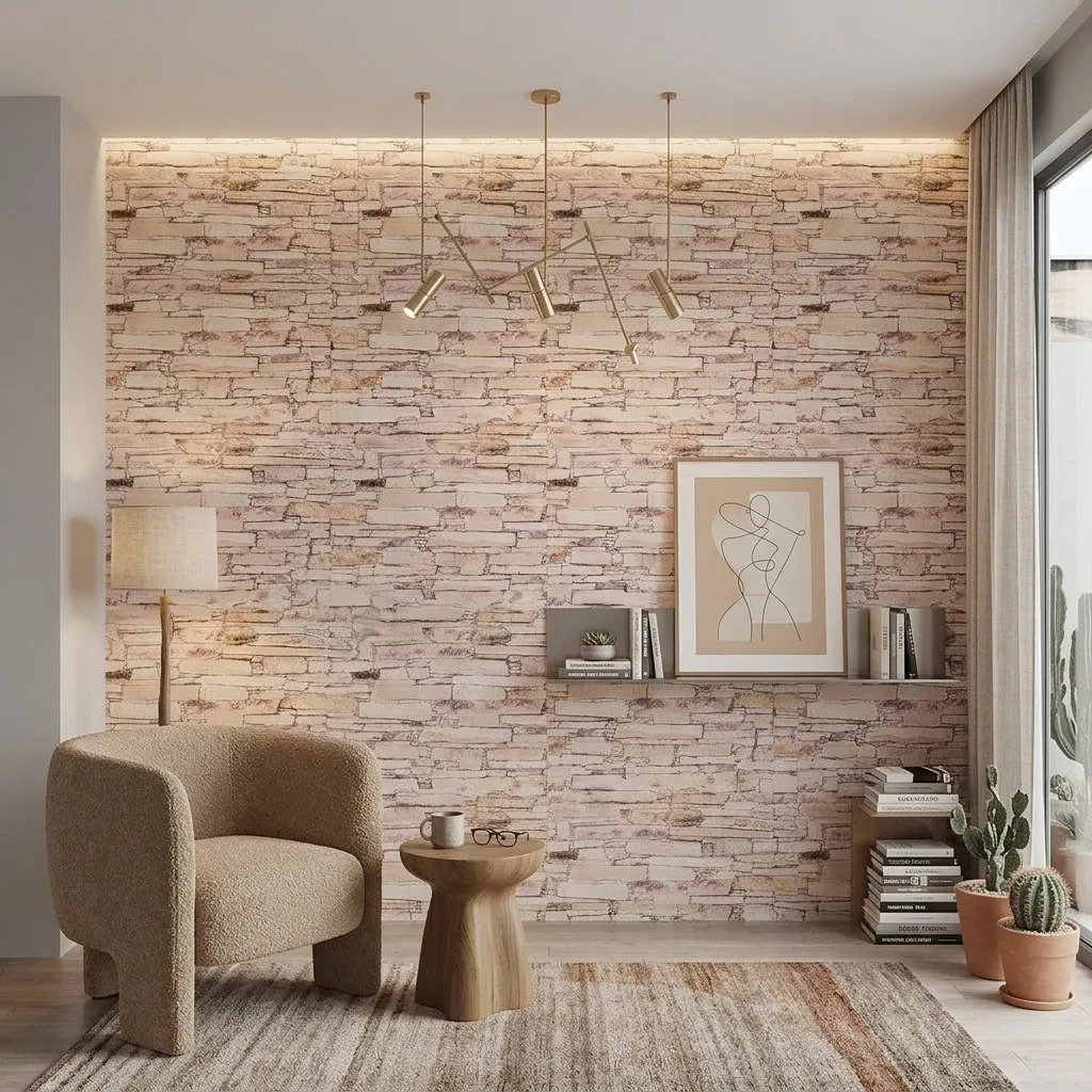 Papel Vinilico Lavable Studio 1946/1 Simil Laja Muresco Laja