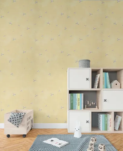 Papel Vinilico Texturado F/amarillo C/ Flores 2043/2 Muresco