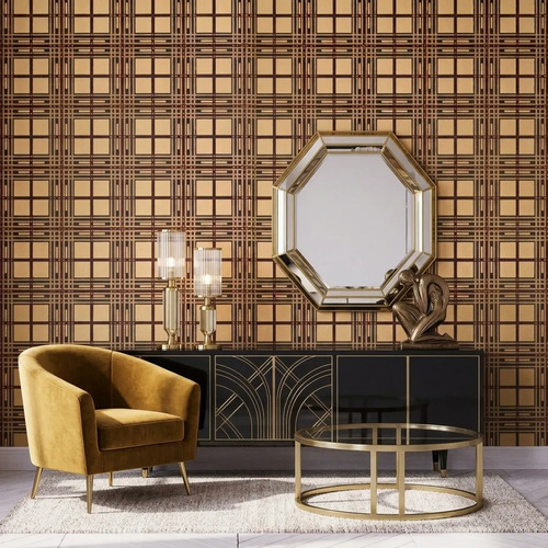 Papel Vinilizado Importado Escoces Beige Est. Ingles 25894 Club House Kingfisher DecoStock