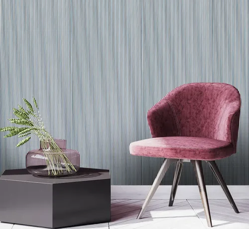 Papel Vinilizado Importado Rayado Azul F/blanco 25903 Club House Kingfisher DecoStock