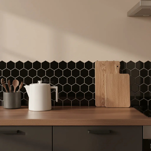 Ceramico Autoadhesivo Muresco Hexagonal 1659/1 Negro 25x24