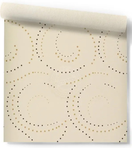 Papel Vinilico Nacional Fondo Beige Circulos Vanina Mizrahi Muresco 50/2