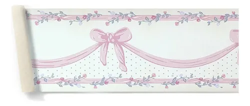 Guarda  Vinilizada Bord X 4,90 Mts  Flores Moños Rosa 90246/2 DecoStock