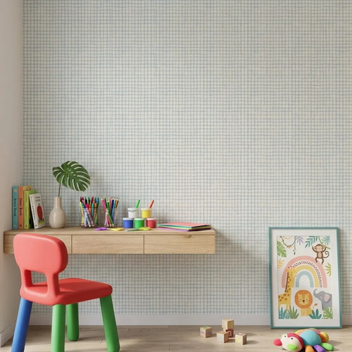 Papel Vinilico Texturado Cuadros Celeste Nido Muresco 8702/1