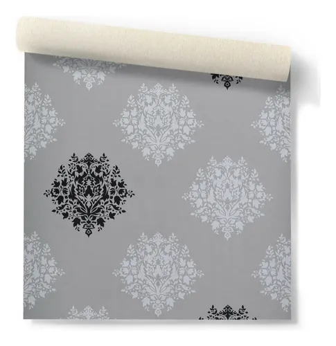 Papel Vinilico Gris Y Negro Con F/ Gris Galia Muresco 43/1 DecoStock