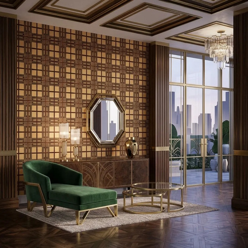 Papel Vinilizado Importado Escoces Beige Est. Ingles 25894 Club House Kingfisher DecoStock