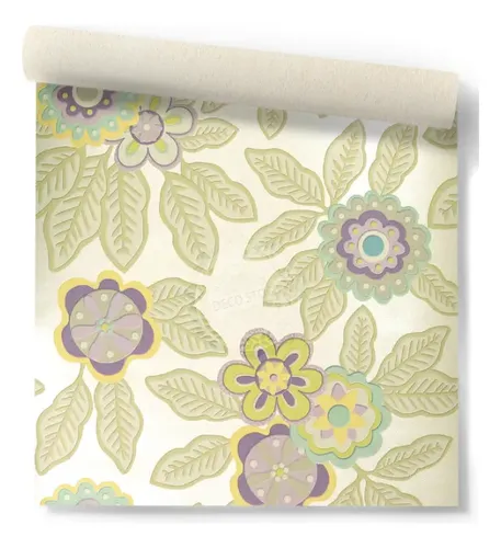 Papel Vinilizado Flor Fondo Beige Muresco Zen 3479/1 DecoStock
