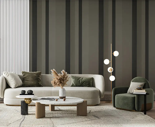 Papel Vinílico Rayas Beige/visón Negro Wallcovering 7298/3 DecoStock