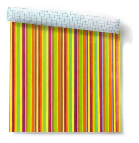 Pvc Autoadhesivo Rayado Multicolor Muresco Rollo:45cmx10 Mts DecoStock