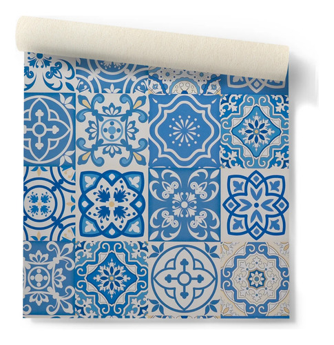 Papel Vinílico Muresco Allegra 7305/1 Azulejo Azul DecoStock