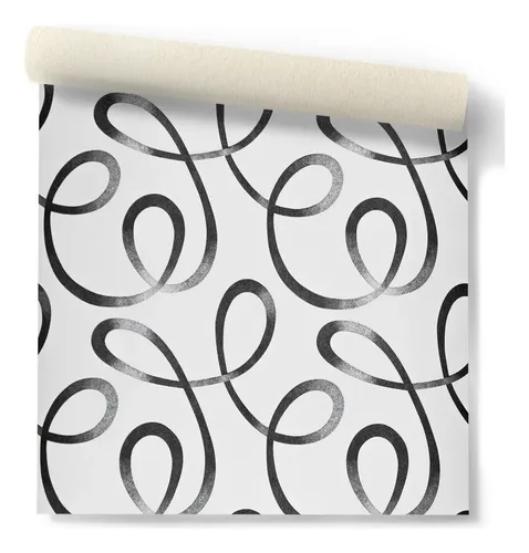Papel Vinilico Blanco Con Cintas Negras 44/3 Galia Muresco