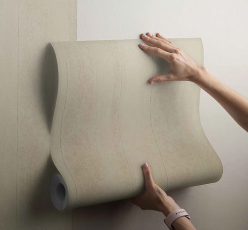 Papel Vinilico Texturado Beige Rayas Muresco Cypress 4026/2