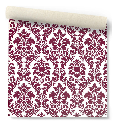 Papel Vinilizado F/blanco Arabescos Bordo Amarie Muresc 37/2