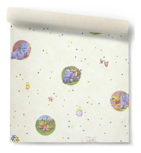 Papel Vinilizado Beige Winnie Pooh Disney 197/1 Muresco Ds