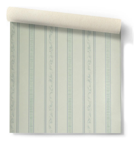 Papel Vinlizado Blanco Rayas Celes Decorpaper Muresco 1182/1
