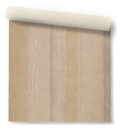 Papel Vinilizado Marrón Claro Rayado Relieves Muresco 9604/3