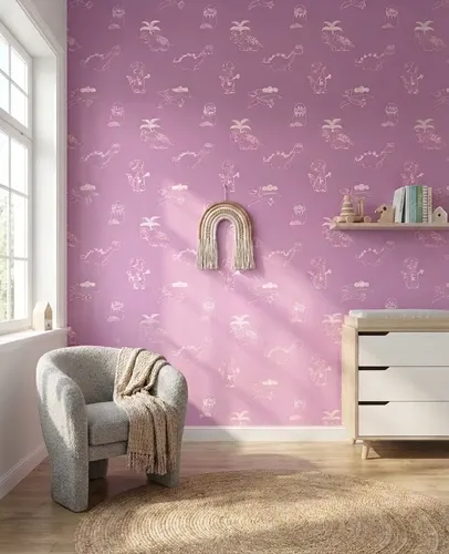 Papel Vinilizado Dinosaurios Hashtag Muresco 9923/2 Violeta